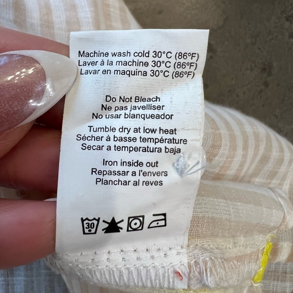 Sundry Pop Stripe Button Up. Tan/cream. Size L. - Picture 9 of 11